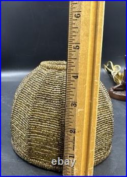 Antique ART NOUVEAU Deco Lady Dancer Metal Lamp Beaded Shade Parts Only