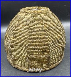 Antique ART NOUVEAU Deco Lady Dancer Metal Lamp Beaded Shade Parts Only