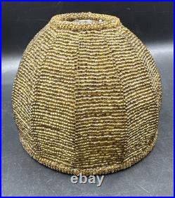 Antique ART NOUVEAU Deco Lady Dancer Metal Lamp Beaded Shade Parts Only