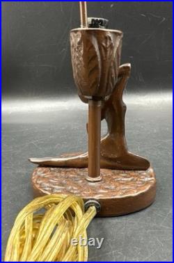 Antique ART NOUVEAU Deco Lady Dancer Metal Lamp Beaded Shade Parts Only