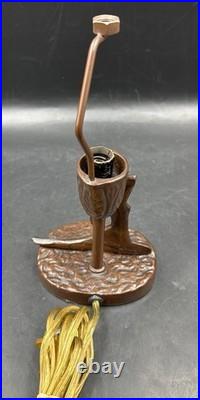 Antique ART NOUVEAU Deco Lady Dancer Metal Lamp Beaded Shade Parts Only