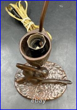 Antique ART NOUVEAU Deco Lady Dancer Metal Lamp Beaded Shade Parts Only