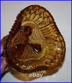 Antique Amber Cathedral Base Clear Zig Zag Lamp Parts / Make A Lamp