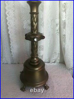 Antique Art Deco Brass Lamp Base Restoration Or Parts