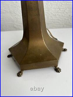 Antique Art Deco Brass Lions Feet Footed Table Lamp Base Parts Restore 3U