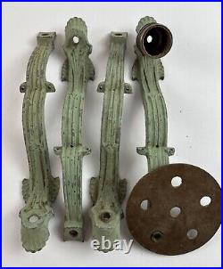 Antique Art Deco Nouveau Green Metal 5 Arm Ceiling Light Fixture PARTS PIECES Antique Art Deco Nouveau Green Metal 5 Arm Ceiling Light Fixture PARTS PIECES