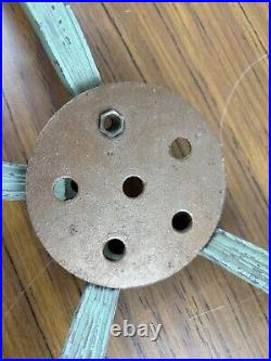 Antique Art Deco Nouveau Green Metal 5 Arm Ceiling Light Fixture PARTS PIECES