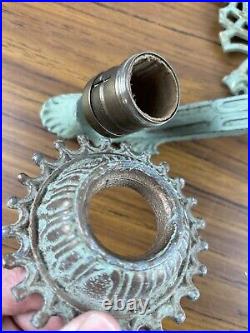 Antique Art Deco Nouveau Green Metal 5 Arm Ceiling Light Fixture PARTS PIECES