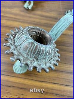 Antique Art Deco Nouveau Green Metal 5 Arm Ceiling Light Fixture PARTS PIECES