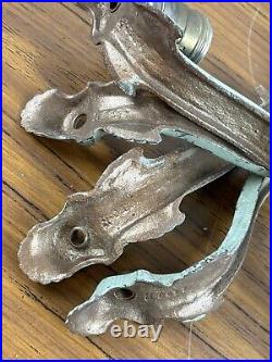 Antique Art Deco Nouveau Green Metal 5 Arm Ceiling Light Fixture PARTS PIECES