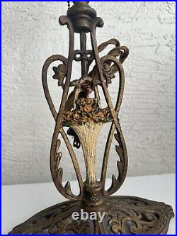 Antique Art Nouveau Painted Double Socket Table Lamp Base Parts Restore 3V