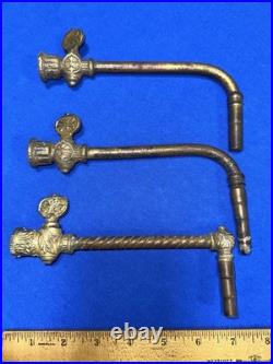 Antique BRASS Gas Lamp Lighting Parts Ornate Arm Valves Rare! Eastlake Style
