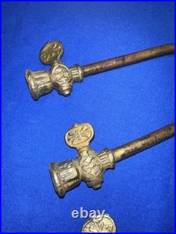 Antique BRASS Gas Lamp Lighting Parts Ornate Arm Valves Rare! Eastlake Style