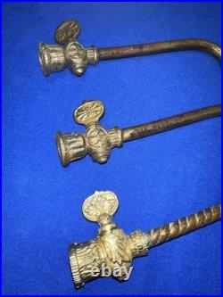 Antique BRASS Gas Lamp Lighting Parts Ornate Arm Valves Rare! Eastlake Style