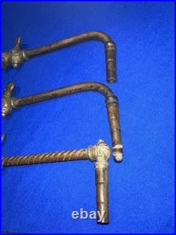 Antique BRASS Gas Lamp Lighting Parts Ornate Arm Valves Rare! Eastlake Style