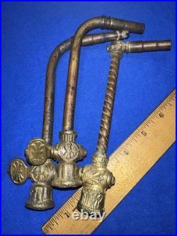 Antique BRASS Gas Lamp Lighting Parts Ornate Arm Valves Rare! Eastlake Style