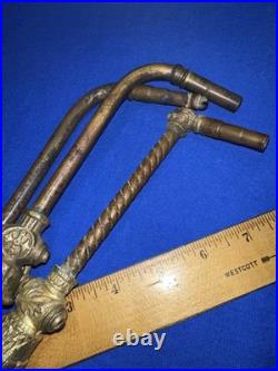 Antique BRASS Gas Lamp Lighting Parts Ornate Arm Valves Rare! Eastlake Style