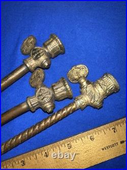Antique BRASS Gas Lamp Lighting Parts Ornate Arm Valves Rare! Eastlake Style