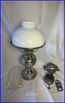 Antique B&H Bradley Hubbard Center Draft Oil Lamp Milk Glass Shade Parts