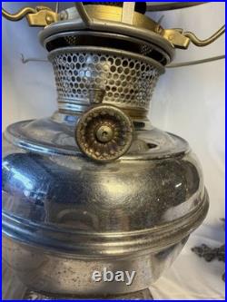 Antique B&H Bradley Hubbard Center Draft Oil Lamp Milk Glass Shade Parts Antique B&H Bradley Hubbard Center Draft Oil Lamp Milk Glass Shade Parts