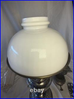 Antique B&H Bradley Hubbard Center Draft Oil Lamp Milk Glass Shade Parts