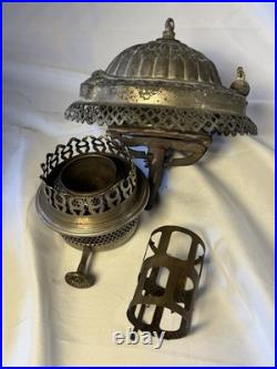 Antique B&H Bradley Hubbard Center Draft Oil Lamp Milk Glass Shade Parts