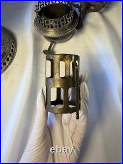 Antique B&H Bradley Hubbard Center Draft Oil Lamp Milk Glass Shade Parts