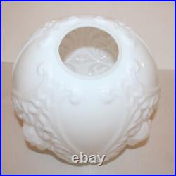 Antique Banquet Oil Lamp Glass Parts Milk Glass Cherub Globe & Base