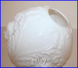 Antique Banquet Oil Lamp Glass Parts Milk Glass Cherub Globe & Base