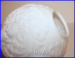 Antique Banquet Oil Lamp Glass Parts Milk Glass Cherub Globe & Base