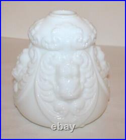 Antique Banquet Oil Lamp Glass Parts Milk Glass Cherub Globe & Base