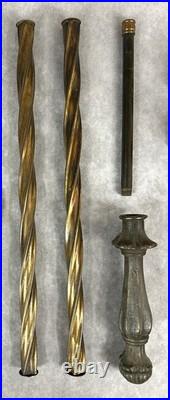 Antique Barley Twist Floor Lamp Parts Cast Iron Brass For Reassembly Restoring