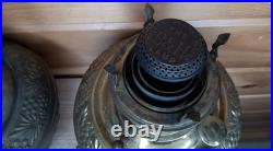 Antique Bradley & Hubbard Brass Oil Lamp Font Parts Lot 4 VTG Ornate And Bracket