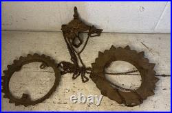 Antique Bradley Hubbard Cast Iron Hanging Oil Lamp Lighting Parts Chain Base