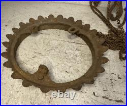 Antique Bradley Hubbard Cast Iron Hanging Oil Lamp Lighting Parts Chain Base