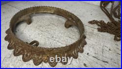 Antique Bradley Hubbard Cast Iron Hanging Oil Lamp Lighting Parts Chain Base