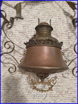 Antique Bradley & Hubbard Copper Brass Hanging Parlor Kerosene Oil Lamp Parts