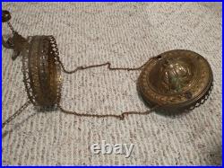 Antique Bradley & Hubbard Copper Brass Hanging Parlor Kerosene Oil Lamp Parts