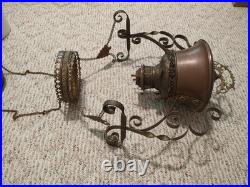 Antique Bradley & Hubbard Copper Brass Hanging Parlor Kerosene Oil Lamp Parts
