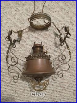 Antique Bradley & Hubbard Copper Brass Hanging Parlor Kerosene Oil Lamp Parts