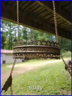 Antique Bradley & Hubbard Copper Brass Hanging Parlor Kerosene Oil Lamp Parts
