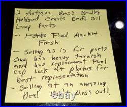 Antique Brass Bradley Hubbard Oil Lamp Fonts Parts Repair Ornate Pair