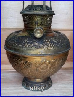 Antique Brass Bradley Hubbard Oil Lamp Fonts Parts Repair Ornate Pair