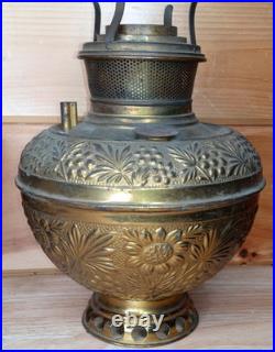 Antique Brass Bradley Hubbard Oil Lamp Fonts Parts Repair Ornate Pair
