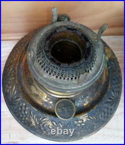 Antique Brass Bradley Hubbard Oil Lamp Fonts Parts Repair Ornate Pair