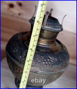 Antique Brass Bradley Hubbard Oil Lamp Fonts Parts Repair Ornate Pair