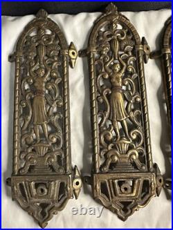 Antique Brass/Bronze Arm Chandelier Parts With Women On Designs Lot Of 5