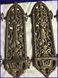 Antique Brass/Bronze Arm Chandelier Parts With Women On Designs Lot Of 5