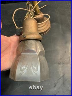 Antique Brass Early Pendant Hanging Lamp with Frosted Glass Shade-parts Repair