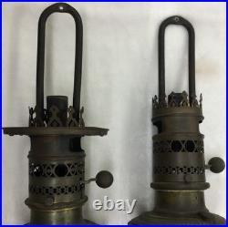 Antique Brass French Pump Lamps (2 Pieces) For Repair Or For Parts